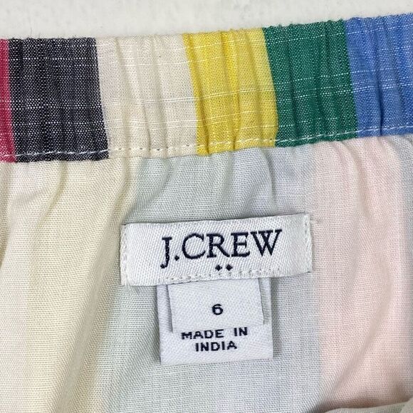 J. Crew Rainbow Stripe Off the Shoulder Flutter Sleeve Mini Shift Dress Size 6 - Picture 4 of 7
